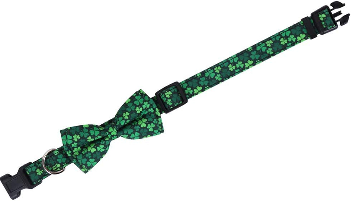 St.Patrick'S Day Dog Collar with Removable Cute Bow Tie Adjustable Pet Collars Medium Animals & Pet Supplies > Pet Supplies > Dog Supplies > Dog Apparel Lamphyface   