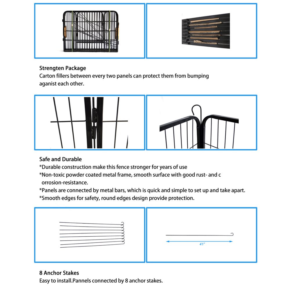 GIGA 1 Set Folding Dog Playpen Big Space Metal Heavy Duty Pet Enclosure Dog Run Fence for Puppy Animals & Pet Supplies > Pet Supplies > Dog Supplies > Dog Kennels & Runs GIGA   