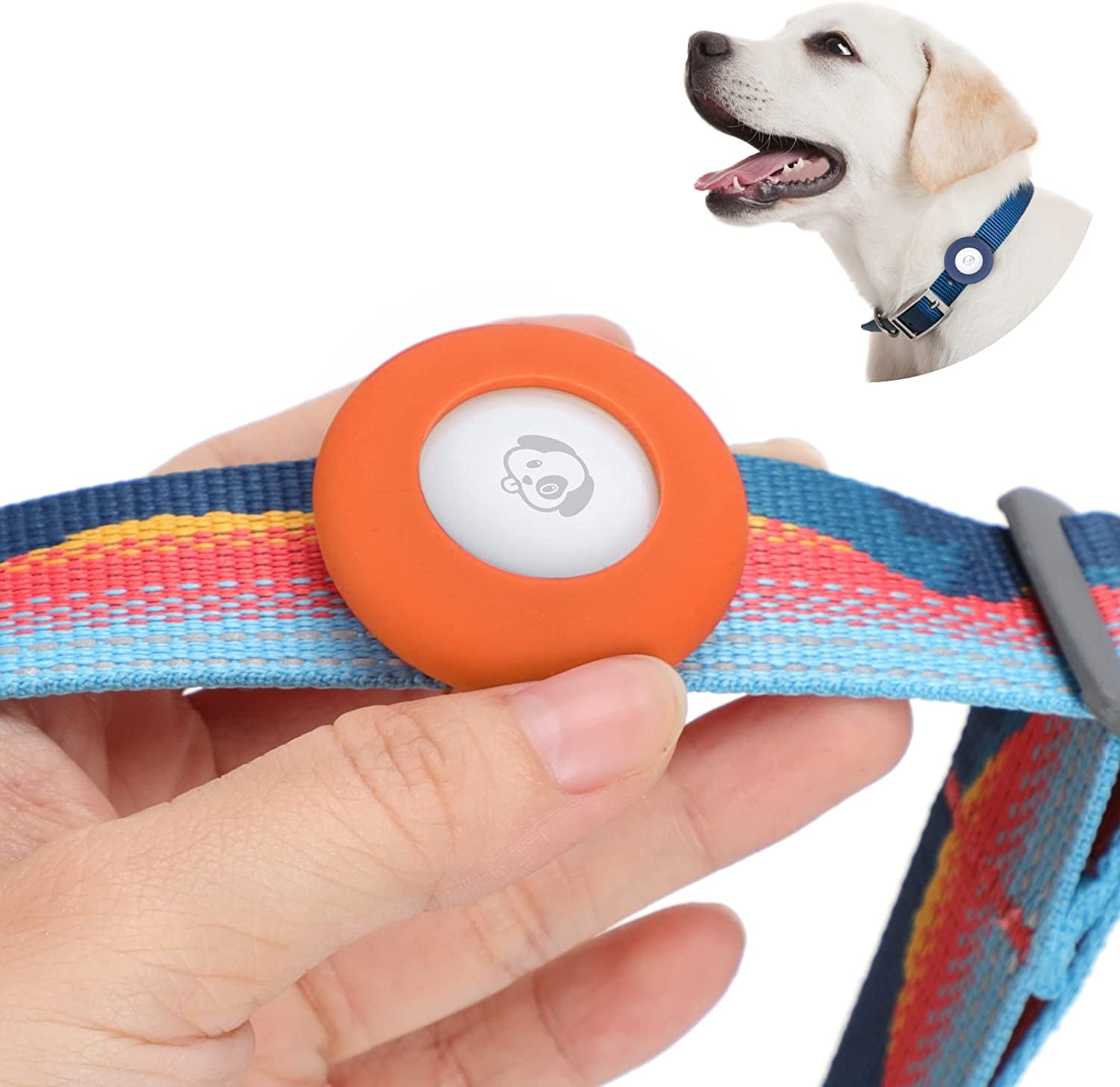 Airtag Dog Collar Holder Silicone Pet Collar Case for Apple Airtags, Anti-Lost Air Tag Holder Compatible with Small Wide Cat Dog Collars (Large:For Dog Collar 0.8-1.1 Inch, Black) Electronics > GPS Accessories > GPS Cases PANZZDA Orange Large:for dog collar 0.8-1.1 inch 