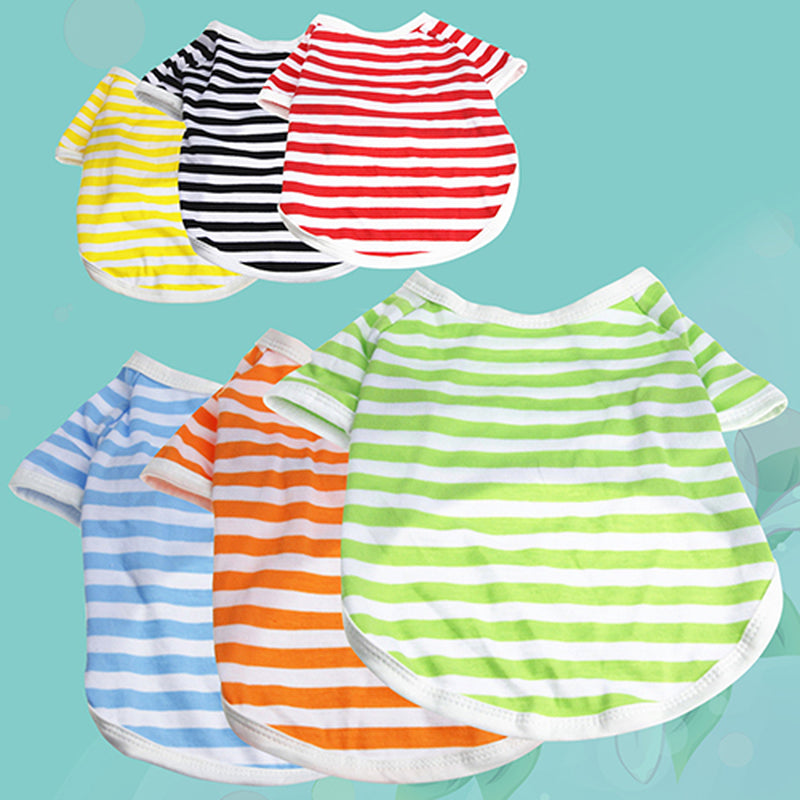 SPRING PARK Summer Dog Clothes Pet Striped T-Shirt Plain Puppy Apparel for Small Dogs