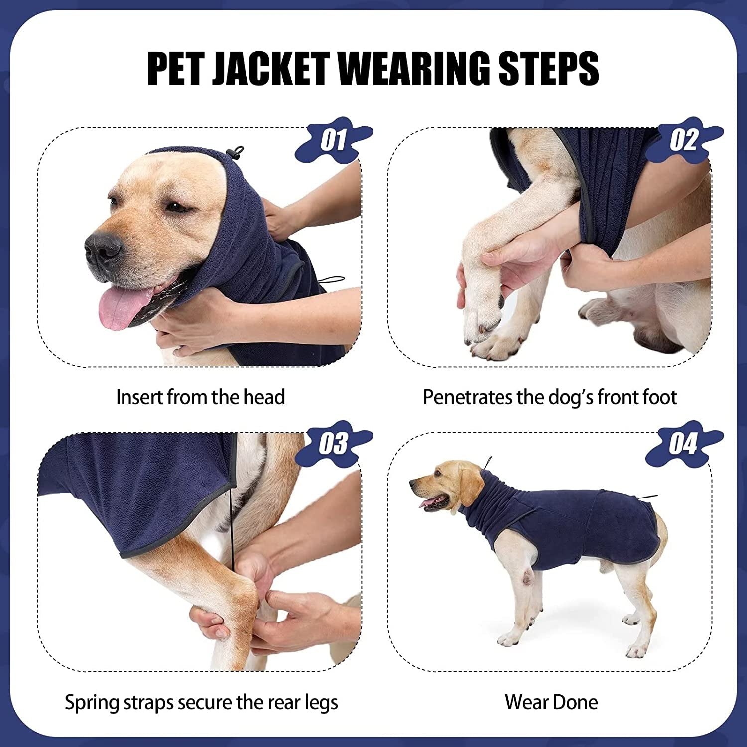 HEYWEAN Dog Fleece Sweater Soft Thickening Warm Pet Shirt Winter Dog Coat Pullover Design and Sleeveless Cloth for Puppy (Blue, S) Animals & Pet Supplies > Pet Supplies > Dog Supplies > Dog Apparel HEYWEAN   