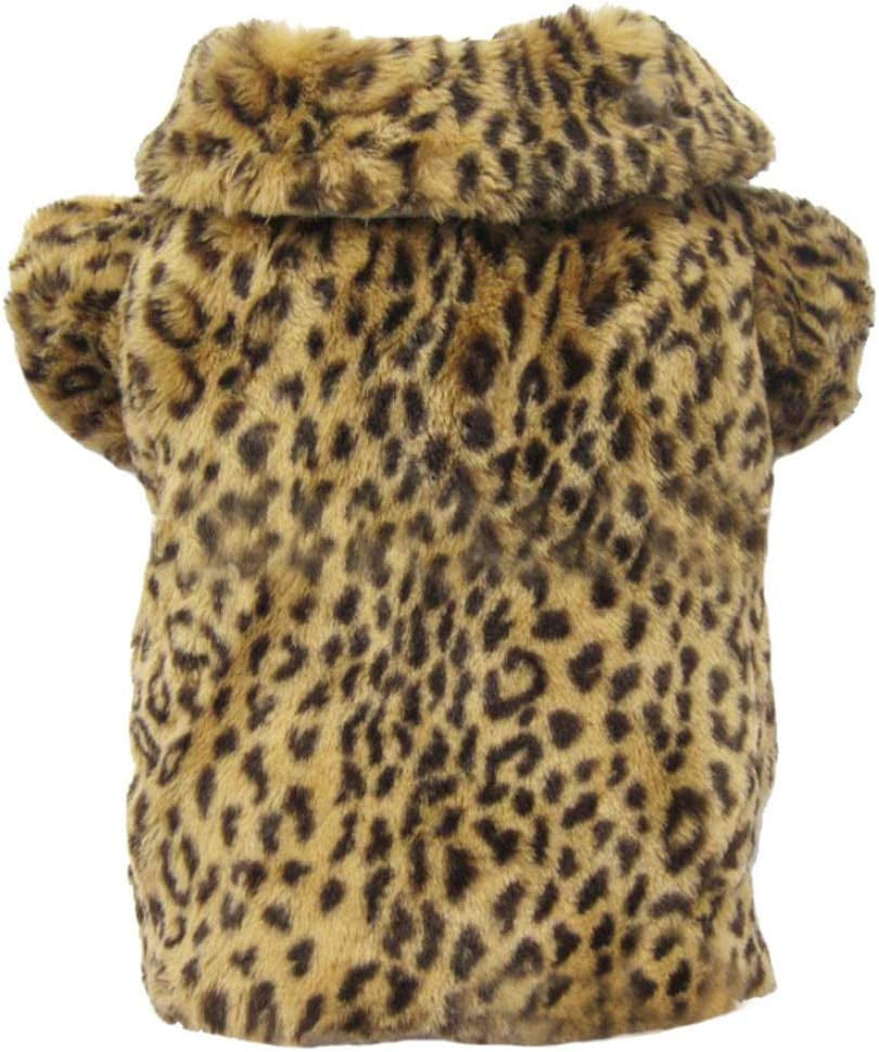 Leopard Print Faux Fur Dog Coat Pet Warm Sweater for Small Dogs Puppy Chihuahua (XS) Animals & Pet Supplies > Pet Supplies > Dog Supplies > Dog Apparel Timoey   