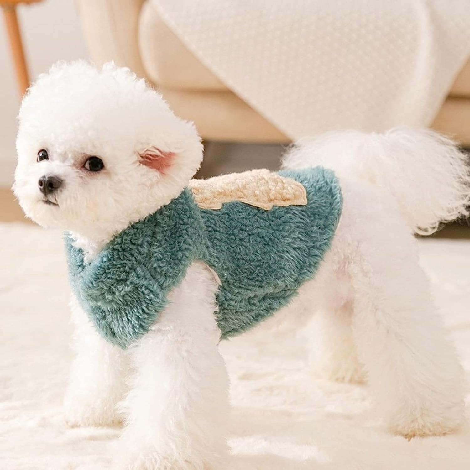 Loyanyy Plush Dog Coat Cute Bear Dog Cat Clothe Soft Warm Pet Vest Puppy Kitten Winter Sweater Fleece Dog Apparel for Cold Weather Blue Small Animals & Pet Supplies > Pet Supplies > Dog Supplies > Dog Apparel Loyanyy   