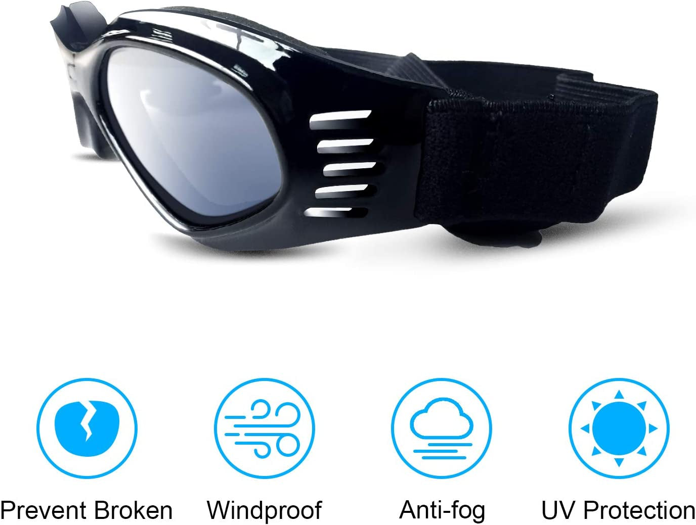 PEDOMUS Dog Goggles Small Dog Sunglasses Adjustable Strap for UV Sunglasses Waterproof Protection for Dogs (Black) Animals & Pet Supplies > Pet Supplies > Dog Supplies > Dog Apparel PEDOMUS   