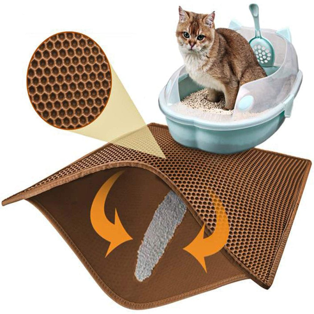 Litter Box Mat, Cat Litter Mat, Litter Box Mat, Honeycomb Design, Litter Box Rug, Waterproof Double Layer Design, Honeycomb Mat, Brown, 76Cm*61Cm Animals & Pet Supplies > Pet Supplies > Cat Supplies > Cat Litter Box Mats XUANYI   