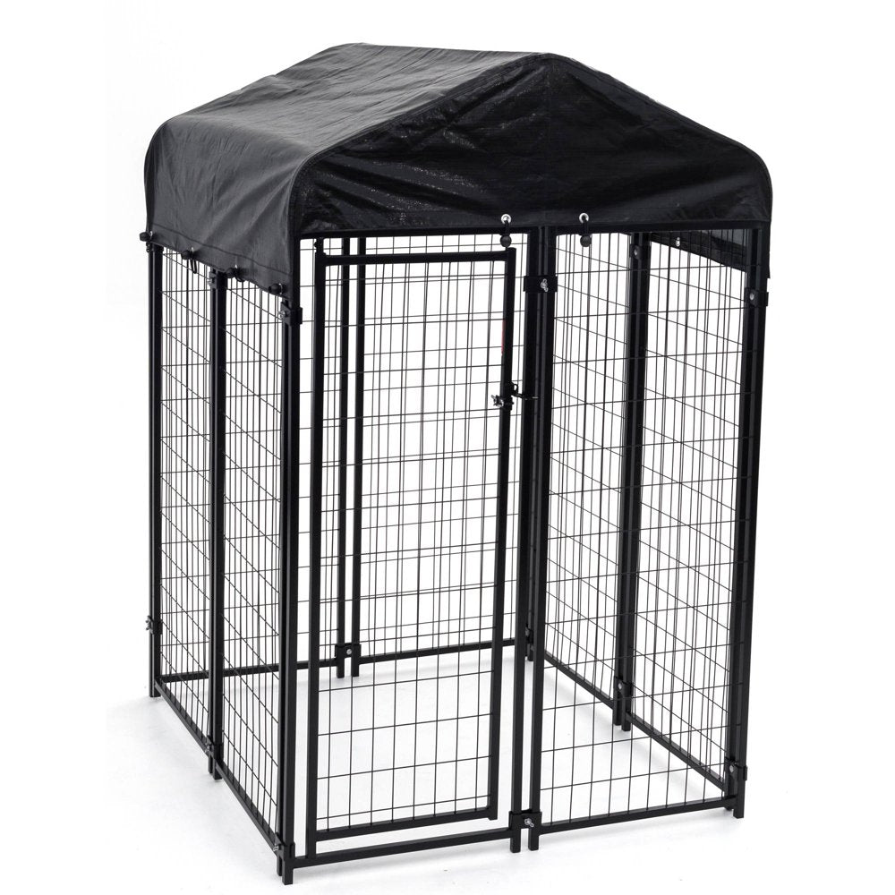 Lucky Dog Uptown Welded Wire Outdoor Dog Kennel with Cover, 4'L X 8'W X 6'H Animals & Pet Supplies > Pet Supplies > Dog Supplies > Dog Kennels & Runs Jewett Cameron 6'H x 4'W x 4'L  