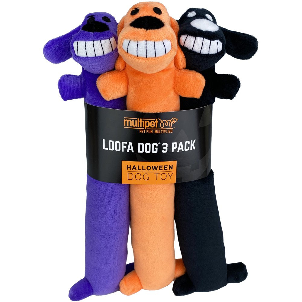 Multipet Halloween Plush Loofa Dog Toys, Stuffed and Squeaker Inside, 3 Pack Bundle of Purple, Orange and Black, 12 Inches Each Animals & Pet Supplies > Pet Supplies > Dog Supplies > Dog Toys Multipet   