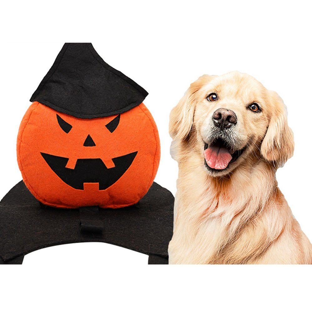 Halloween Pet Costume Cute Pumpkin Funny Dog Apparel with 2PCS Pet Witch Hat