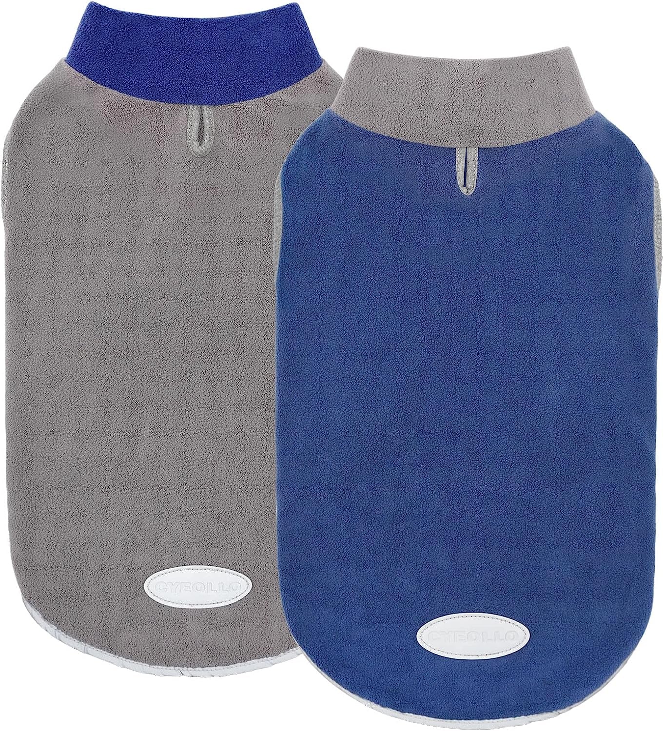 Cyeollo 2 Pack Small Dog Fleece Sweater Stretchy Pullover Sweatshirt Boy Dog Sweatshirt with Reflective Stripe Pet Blue Dog Clothes Dog Sweaters Turquoise & Grey Animals & Pet Supplies > Pet Supplies > Dog Supplies > Dog Apparel cyeollo Leash Hole Version 1 Large 