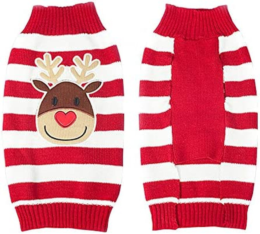 Moorfowl Cute Reindeer Pet Dog Christmas Knitted Sweater Puppy Cat Winter Sweatshirt Clothes Warm Knitwear Hoodies Red & White XXL Animals & Pet Supplies > Pet Supplies > Dog Supplies > Dog Apparel Moolecole   