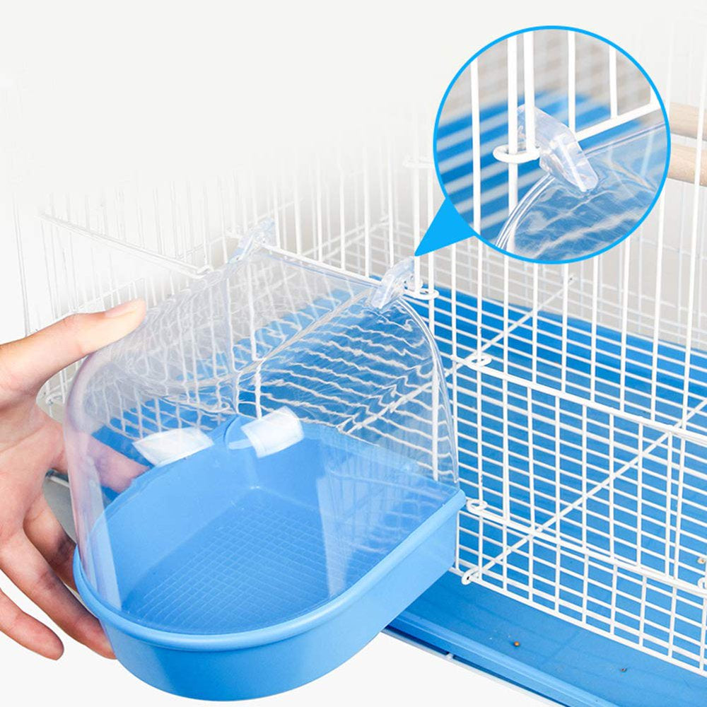 CABINAHOME Clear Bird Bath for Cage Bird Cage Accessories Hanging Bird Tub for Small Bird Cockatiel, Conure, Parakeet, White Animals & Pet Supplies > Pet Supplies > Bird Supplies > Bird Cage Accessories CABINAHOME   