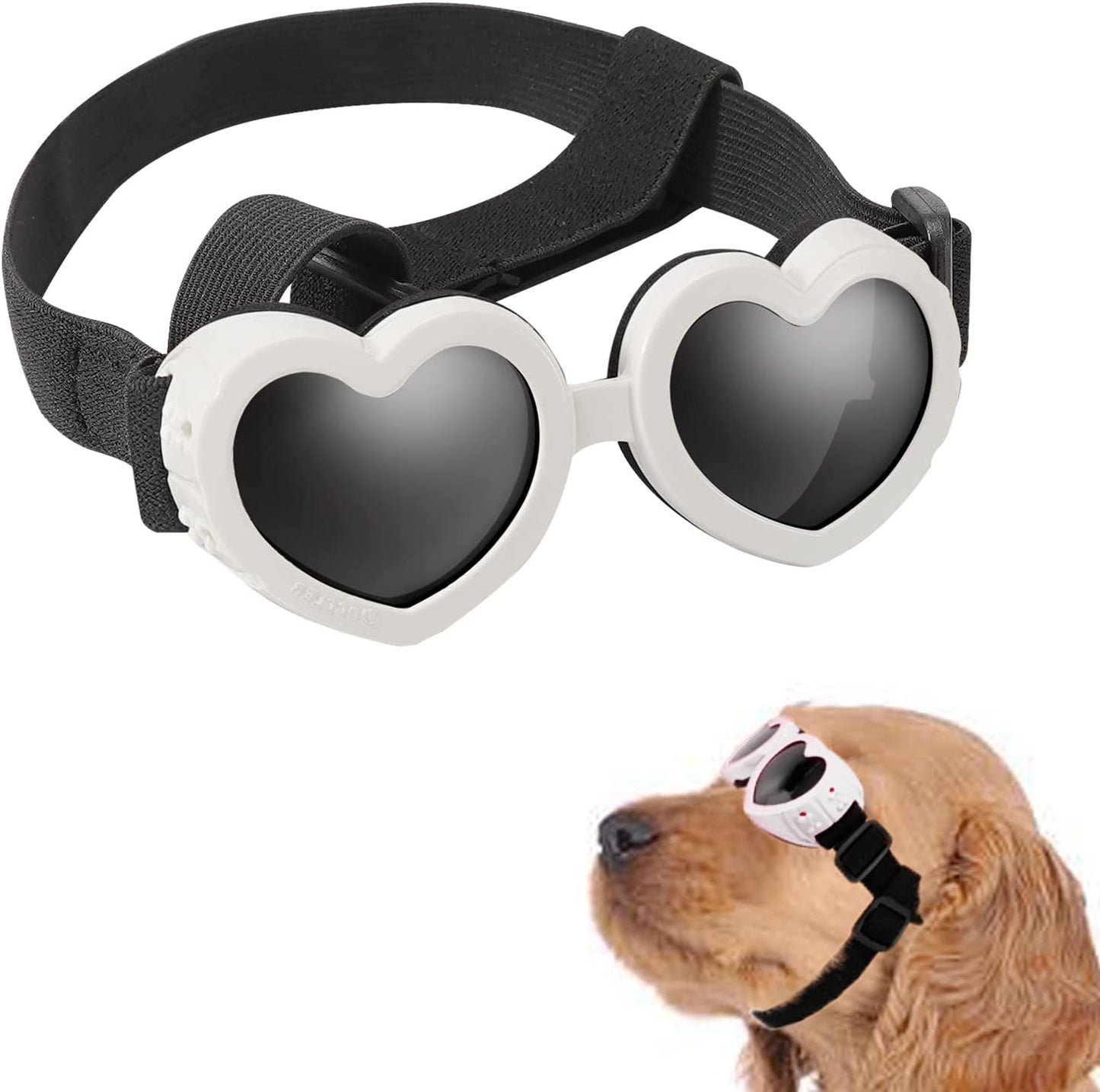 Small Dog Sunglasses, Dog Goggles with Adjustable Band, Waterproof Windproof Snowproof Cool Glasses for Puppy and Cat (Black) Animals & Pet Supplies > Pet Supplies > Dog Supplies > Dog Apparel pordsioc White  