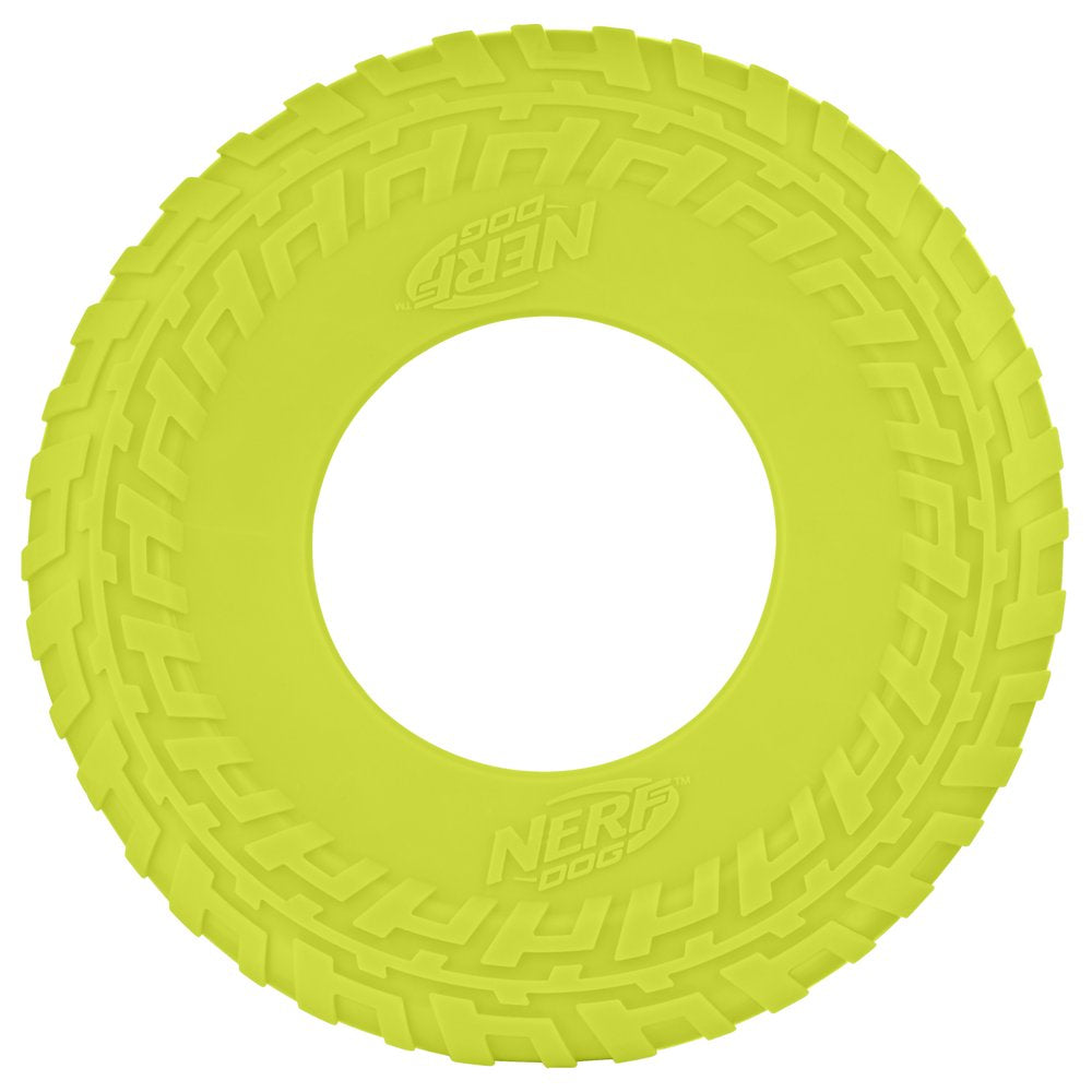 Nerf Dog 10" Green Tire Flyer Dog Toy - Durable TPR, Lightweight, Floating Frisbee Flyer Animals & Pet Supplies > Pet Supplies > Dog Supplies > Dog Toys Nerf Dog, Gramercy Products   