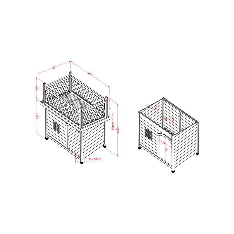 Furniture of America Olivar Contemporary Wood Dog House in Gray and White Animals & Pet Supplies > Pet Supplies > Dog Supplies > Dog Houses Furniture of America   