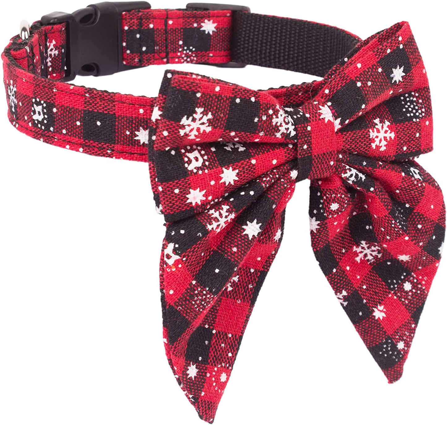 ADOGGYGO Christmas Dog Collar with Bow, Adjustable Cotton Red Bowtie Dog Christmas Collars for Small Medium Large Dogs Pets (Large, Black & Red) Animals & Pet Supplies > Pet Supplies > Dog Supplies > Dog Apparel ADOGGYGO   