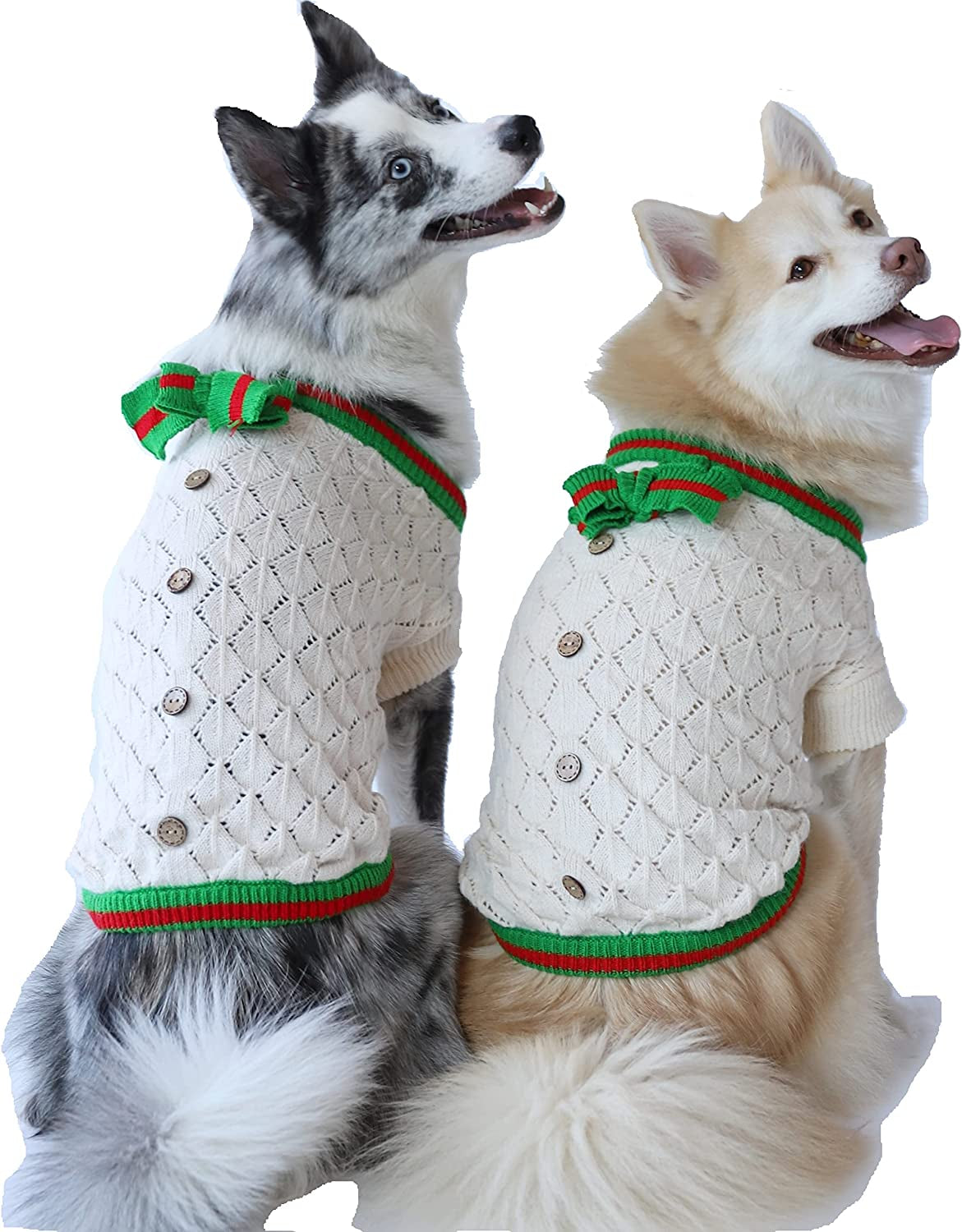 Plemonet Pet Dog Clothes Sweater Dress Knitwear Bowtie Soft Thickening Warm Pup Dogs Shirt Winter Holiday (Large) Animals & Pet Supplies > Pet Supplies > Dog Supplies > Dog Apparel Plemonet   