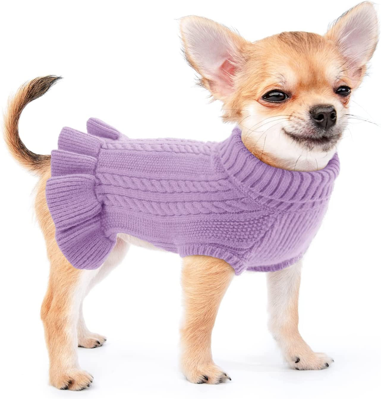 ALAGIRLS Winter Small Dog Christmas Sweater Cat Clothes,Cute Puppies Girls Turtleneck Pullover Dress,Teacup Dog Chiwawa Thick Pet Apparel,Hazeblue S Animals & Pet Supplies > Pet Supplies > Dog Supplies > Dog Apparel ALA Purple Medium 