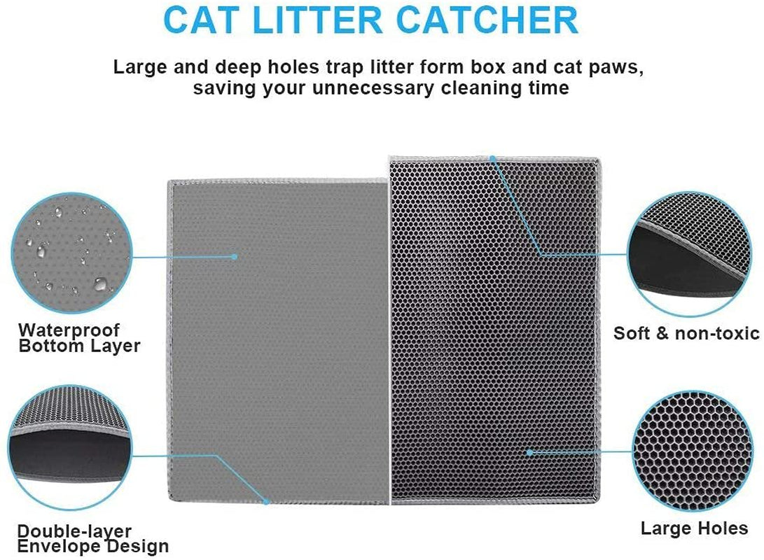 Litter Box Mat, Cat Litter Mat, Litter Box Mat, Honeycomb Design, Litter Box Rug, Waterproof Double Layer Design, Honeycomb Mat, Grey, 76Cm*61Cm Animals & Pet Supplies > Pet Supplies > Cat Supplies > Cat Litter Box Mats Universal   