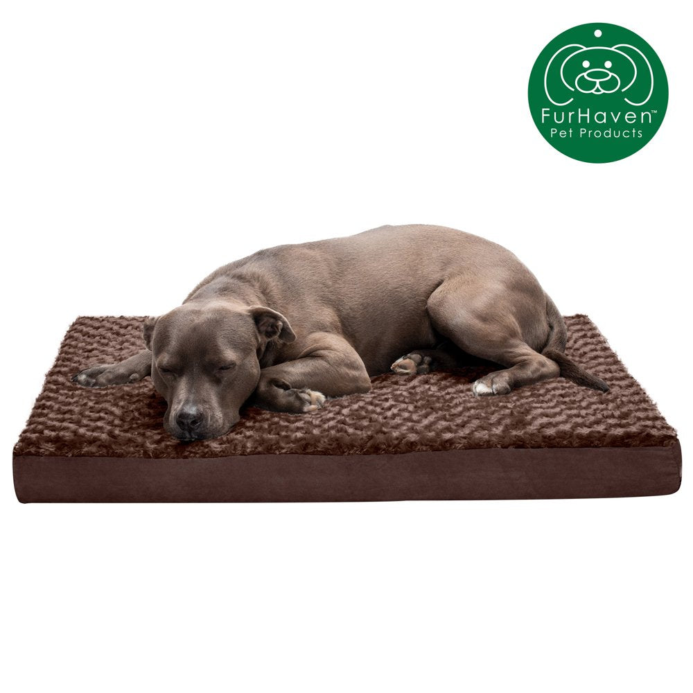 Furhaven Pet Products | Deluxe Memory Foam Ultra Plush Mattress Pet Bed for Dogs & Cats, Chocolate, Jumbo Animals & Pet Supplies > Pet Supplies > Cat Supplies > Cat Beds FurHaven Pet Memory Foam L Chocolate