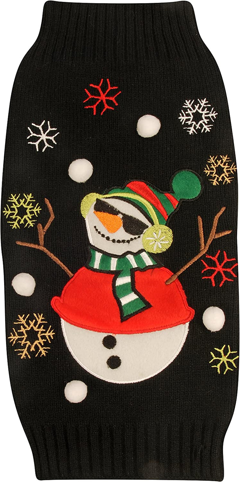 New York Dog Ugly Holiday Sweater for Pets, Black Snowman, Large Animals & Pet Supplies > Pet Supplies > Dog Supplies > Dog Apparel New York Dog Snowman X-Small 