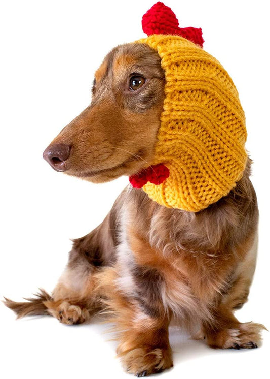 Zoo Snoods Rooster Chicken Costume for Cats & Dogs, Small - Warm No Flap Ear Wrap Hood for Pets, Dog Outfit for Winters, Halloween, Christmas & New Year, Soft Yarn Ear Covers Animals & Pet Supplies > Pet Supplies > Dog Supplies > Dog Apparel Zoo Snoods Small  