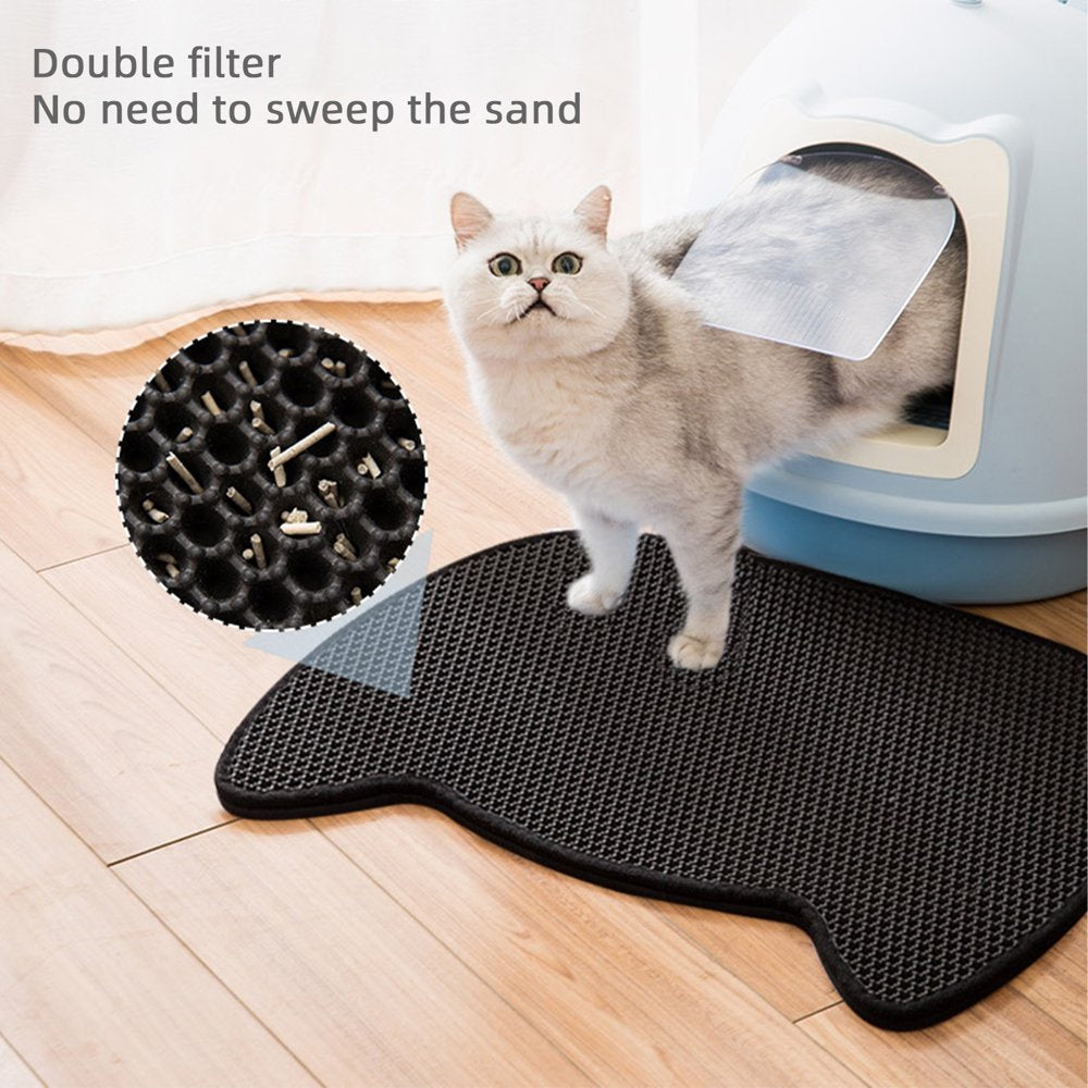 Ibaste Cat Litter Trapping Mat, Waterproof Litter Trapper Pad, Honeycomb Double-Layer Litter Pad, Foldable Cat Mat for Litter Box