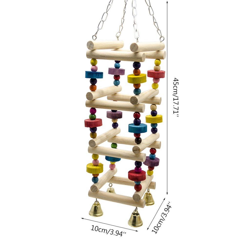 BESTYO Wooden Bird Swings Ladders Toys Parrot Chewing Climbing Stand Perch Parakeets Playground Colorful Bite Blocks Animals & Pet Supplies > Pet Supplies > Bird Supplies > Bird Ladders & Perches BESTYO   