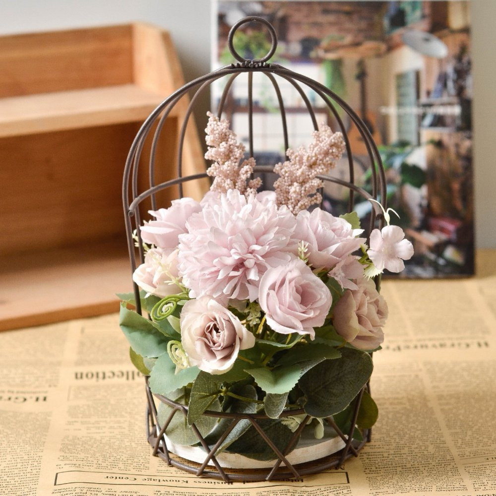 Retro Nordic Style Birdcage Hanging Flower Stand Shelf Iron Balcony Bird Cage Cage Animals & Pet Supplies > Pet Supplies > Bird Supplies > Bird Cages & Stands VB1562 5 Prongs Rose Purple  