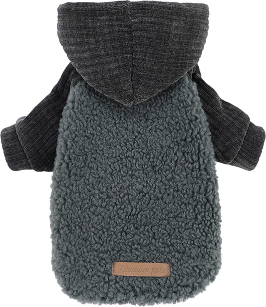 Fitwarm Velvet Thermal Dog Coat Puppy Winter Clothes Pet Jacket Cat Hoodie Outfits Pullover Doggie Sweatshirt Large Animals & Pet Supplies > Pet Supplies > Dog Supplies > Dog Apparel Fitwarm Grey L 