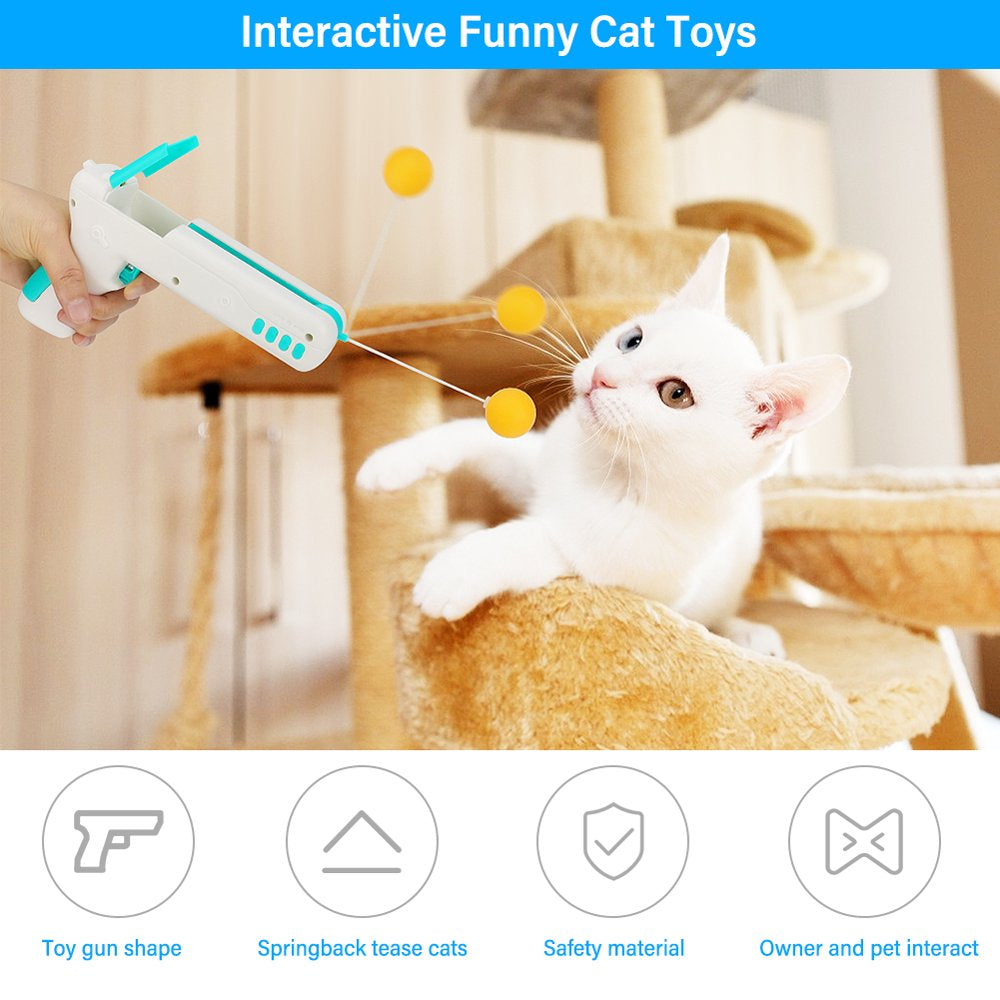 Allnice Cat Toys for Indoor Cats, Rebound Cat Toy Interactive with Replaceable Ball and Feather, Cat Toy Stick for Exercise, Blue