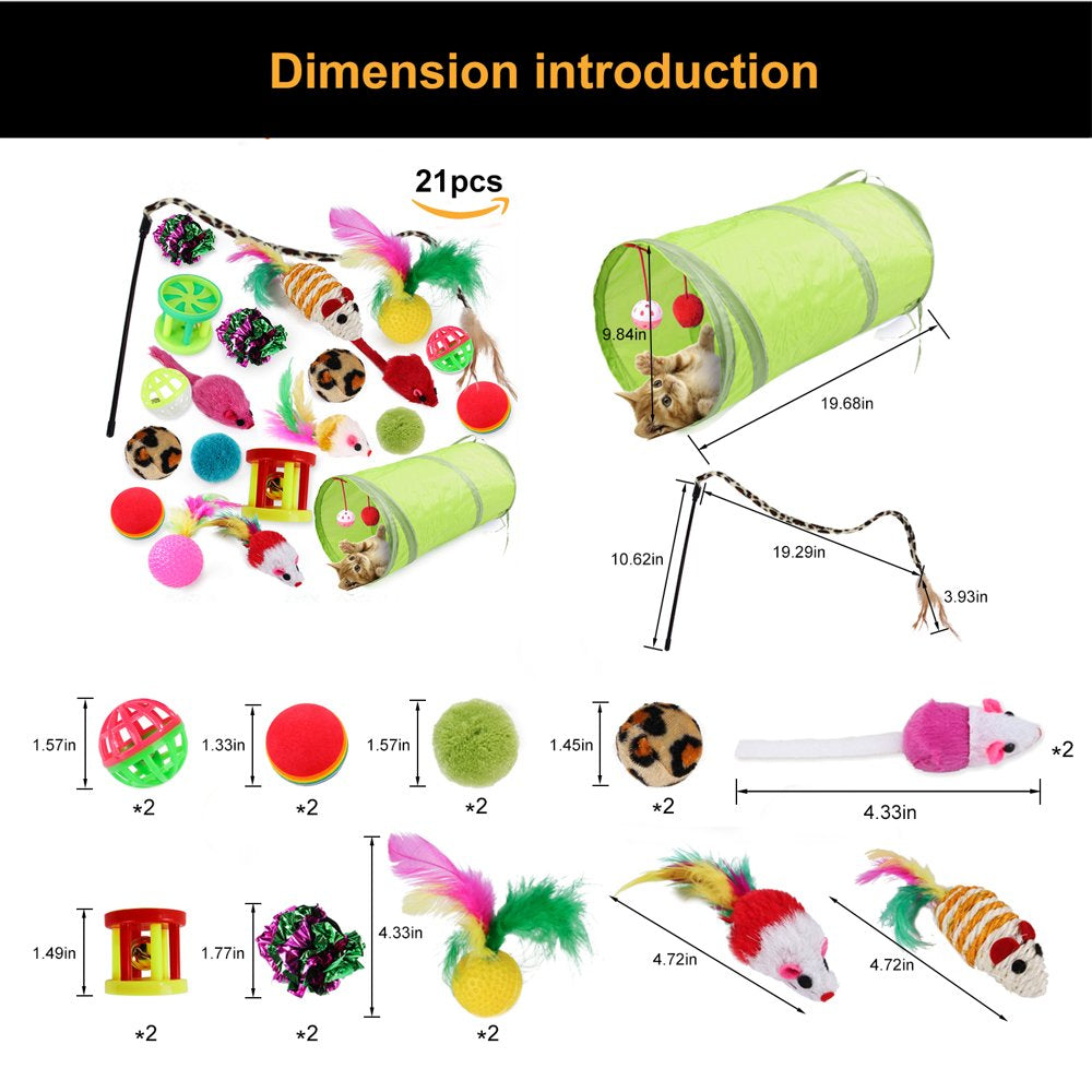 Semfri 21 Pcs Cat Toys Kitten Toys Assortments Tunnel Interactive Cat Teaser Fluffy Mouse Crinkle Balls for Cat Animals & Pet Supplies > Pet Supplies > Cat Supplies > Cat Toys semfri   