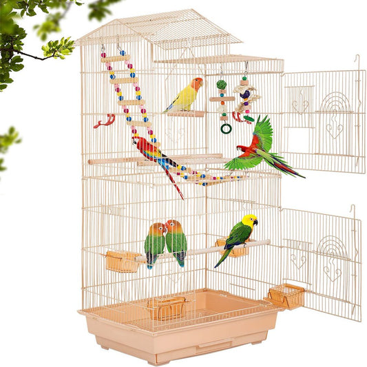 Bestpet 39-Inch Roof Top Large Flight Parrot Bird Cage Accessories，Almond Animals & Pet Supplies > Pet Supplies > Bird Supplies > Bird Cage Accessories BestPet Almond  