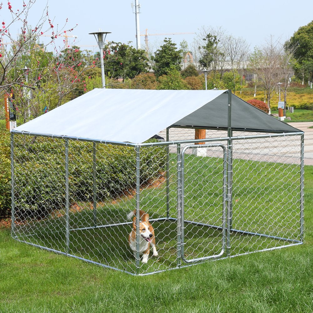 LVUYOYO Outdoor Dog Houses Dog Kennel with Water Resistant Cover Heavy Duty Dog Cage Pet Resort Steel Fence with Mesh Sidewalls Secure Lock Animals & Pet Supplies > Pet Supplies > Dog Supplies > Dog Kennels & Runs LVUYOYO   