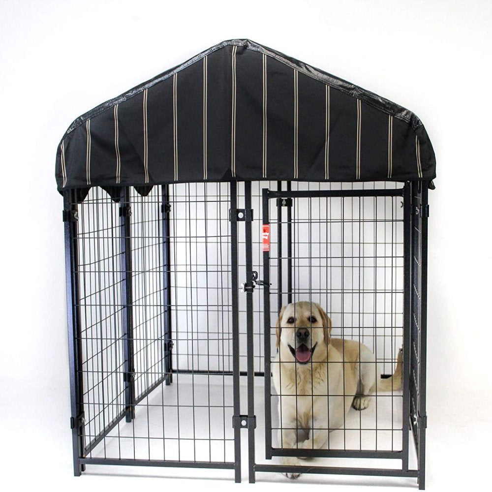 Lakeyen Pet Resort Kennel 48 X 48 X 52 in Outdoor Pet Pen W/ High Density Waterproof Polyester Roof Cover & Dual Access Door Gate, Gray Animals & Pet Supplies > Pet Supplies > Dog Supplies > Dog Kennels & Runs LAKeyen   