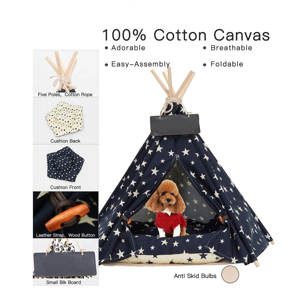 Dog House Animals Pet Teepee Bed Foldable Washable Comfortable Dog Tent with Thick Cushion and Small Black Board for Dog Pet Animals & Pet Supplies > Pet Supplies > Dog Supplies > Dog Houses OurLeeme   