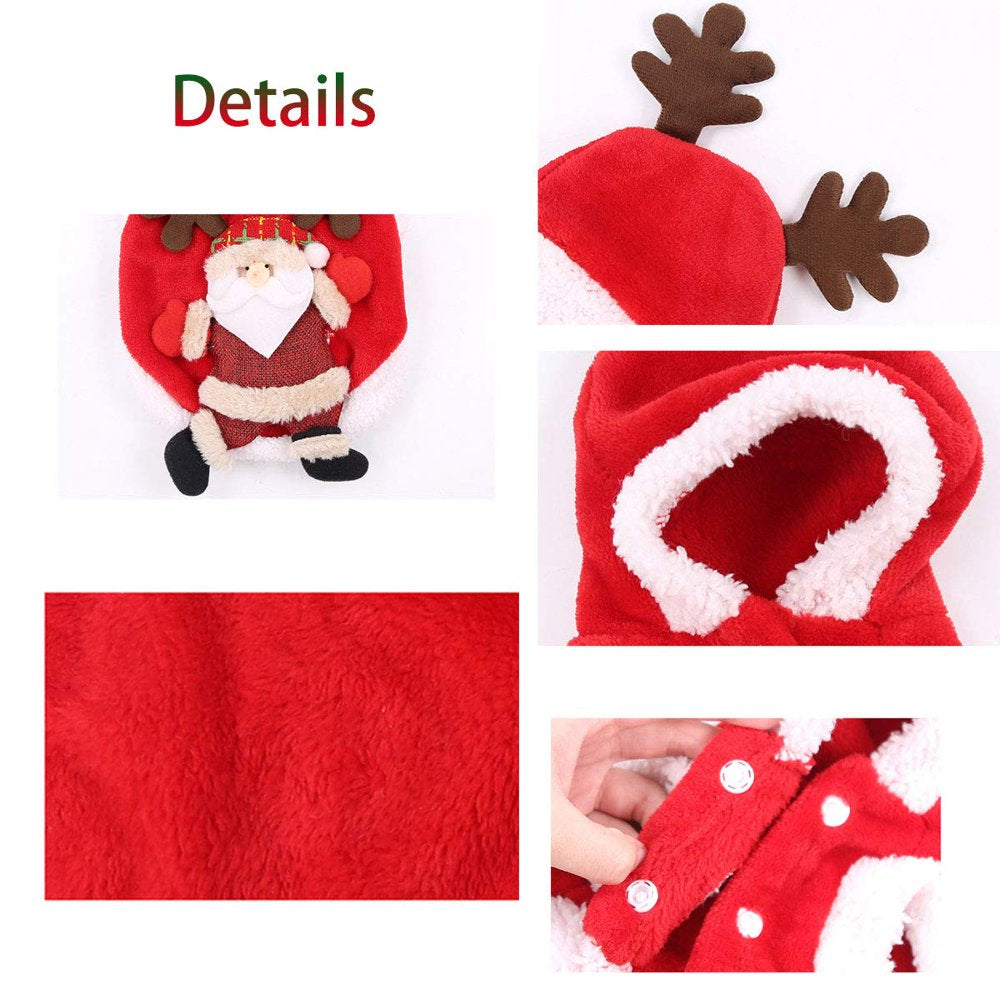 Reactionnx Santa Dog Costume Christmas Pet Clothes Winter Hoodie Coat Clothes Pet Clothing for Small Dogs & Cats Winter Coat Warm Clothes Christmas Holiday Apparel Outfit Animals & Pet Supplies > Pet Supplies > Cat Supplies > Cat Apparel Reactionnx   