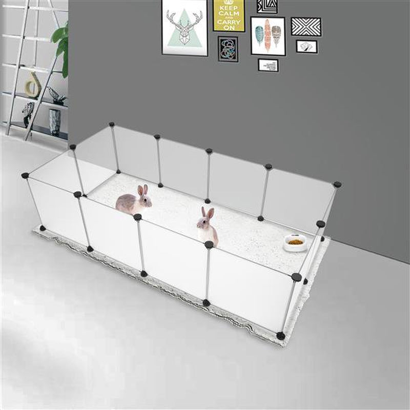 Playpen Plastic, Rabbit Fence Indoor Small Animal Cage Exercise Pen Transparent Playpen for Puppy Guinea Pigs Bunny Chinchilla Gerbils Hedgehogs Rats (12 Panels/Size:14 X 14 Inches )