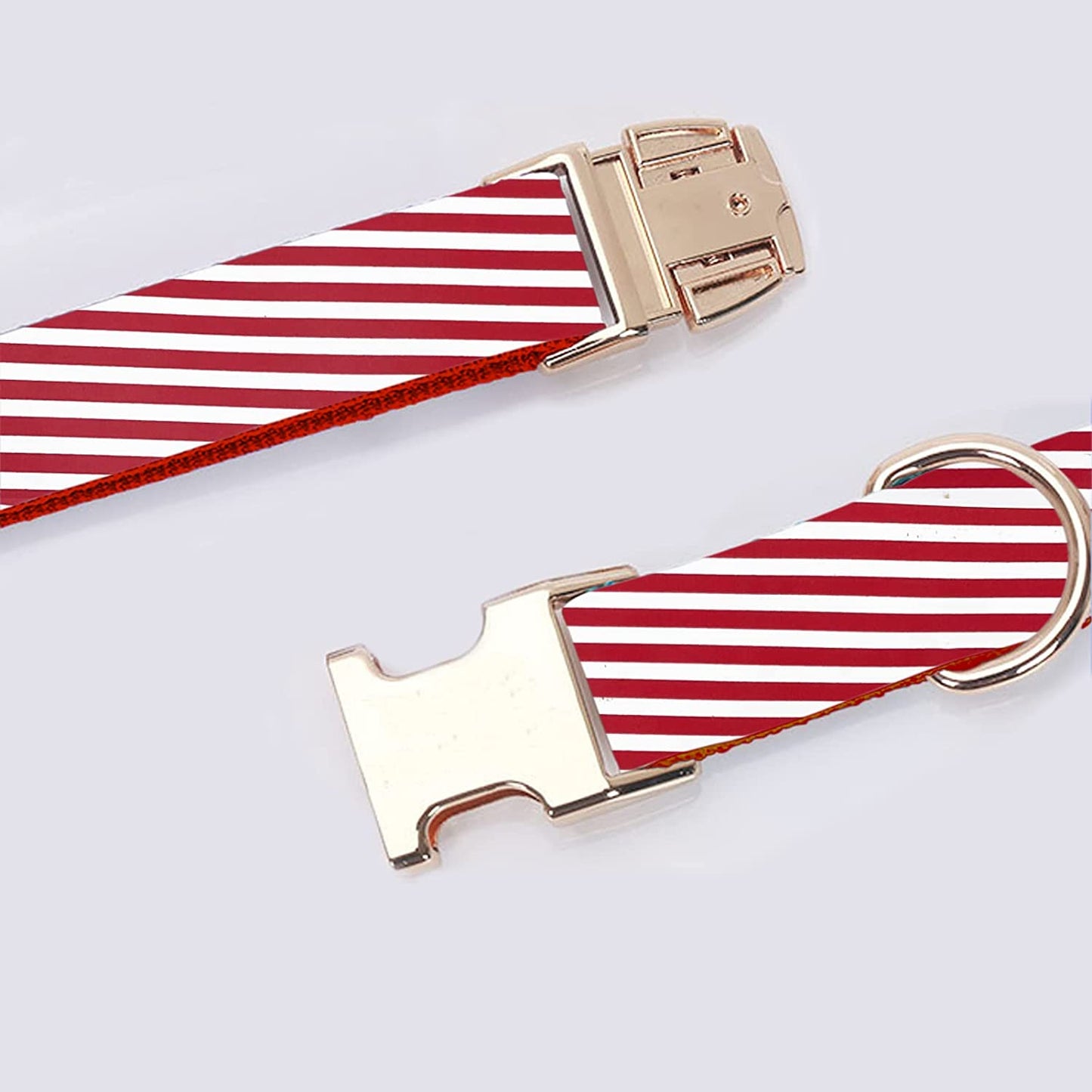 Wondrella Red Striped Printed Leather Dog Collar-Adorable Girl and Boy Dog Collar, Adjustable Bowtie Dog Collars with Metal Buckle for Medium Dogs Animals & Pet Supplies > Pet Supplies > Dog Supplies > Dog Apparel Wondrella   