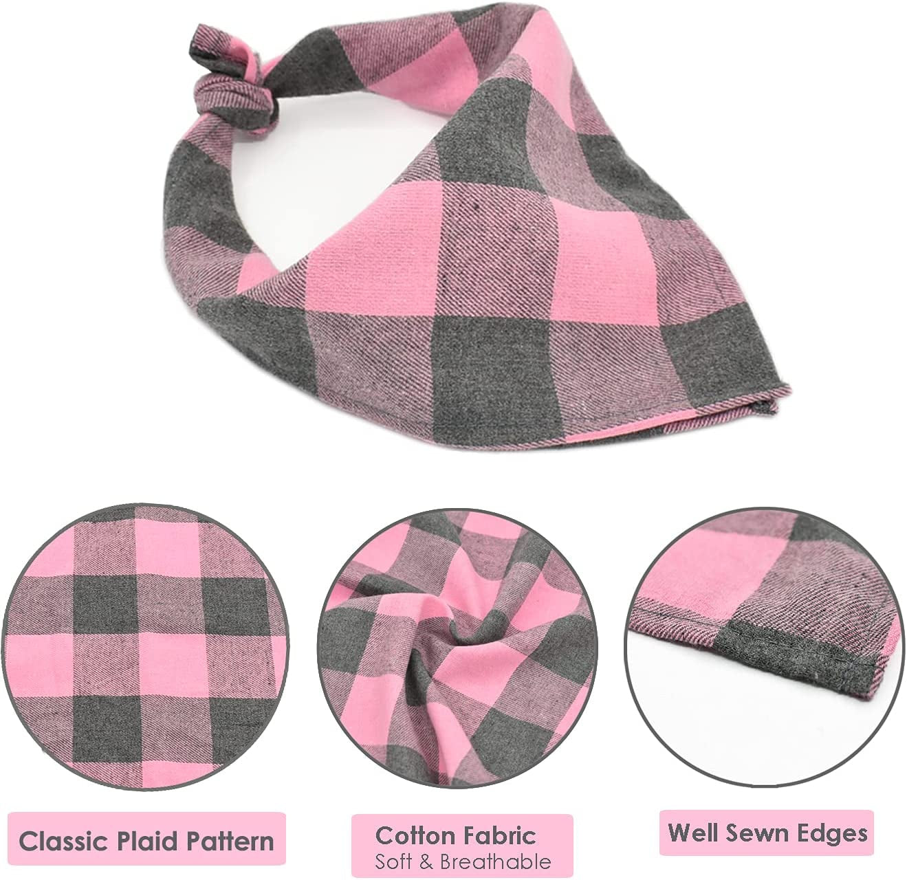 Bubblepup Plaid Dog Bandana, Cotton Dog Bandana for Small Medium Large Dogs, Dog Kerchief, 1PC Square Dog Scarf Dog Triangle Bibs Animals & Pet Supplies > Pet Supplies > Dog Supplies > Dog Apparel Bubblepup   