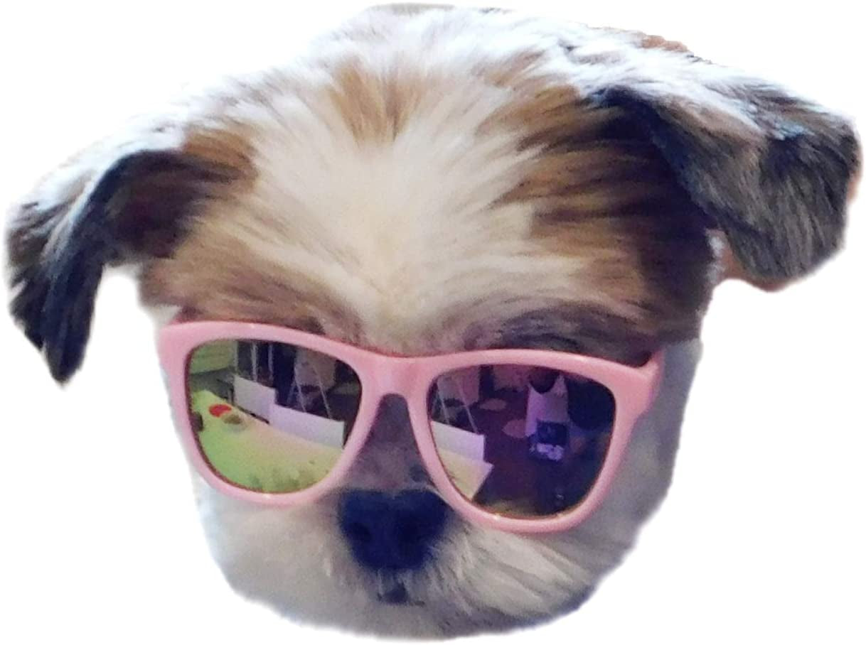 G014 Dog Pet 80S Sunglasses Goggles for Small Dogs up to 15Lbs (Pink) Animals & Pet Supplies > Pet Supplies > Dog Supplies > Dog Apparel Style Vault Pink-pink mirror  