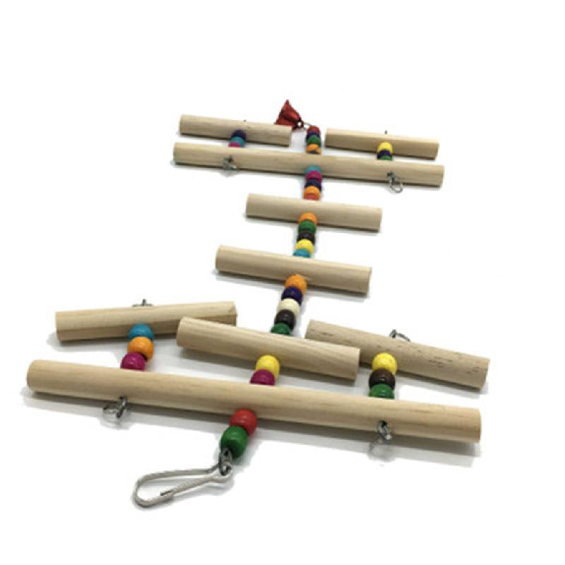 Bird Cage Toys Parrot Wood Perch Ladder Chew Toy Colorful Beads Wooden Blocks Animals & Pet Supplies > Pet Supplies > Bird Supplies > Bird Ladders & Perches Leimezsty   