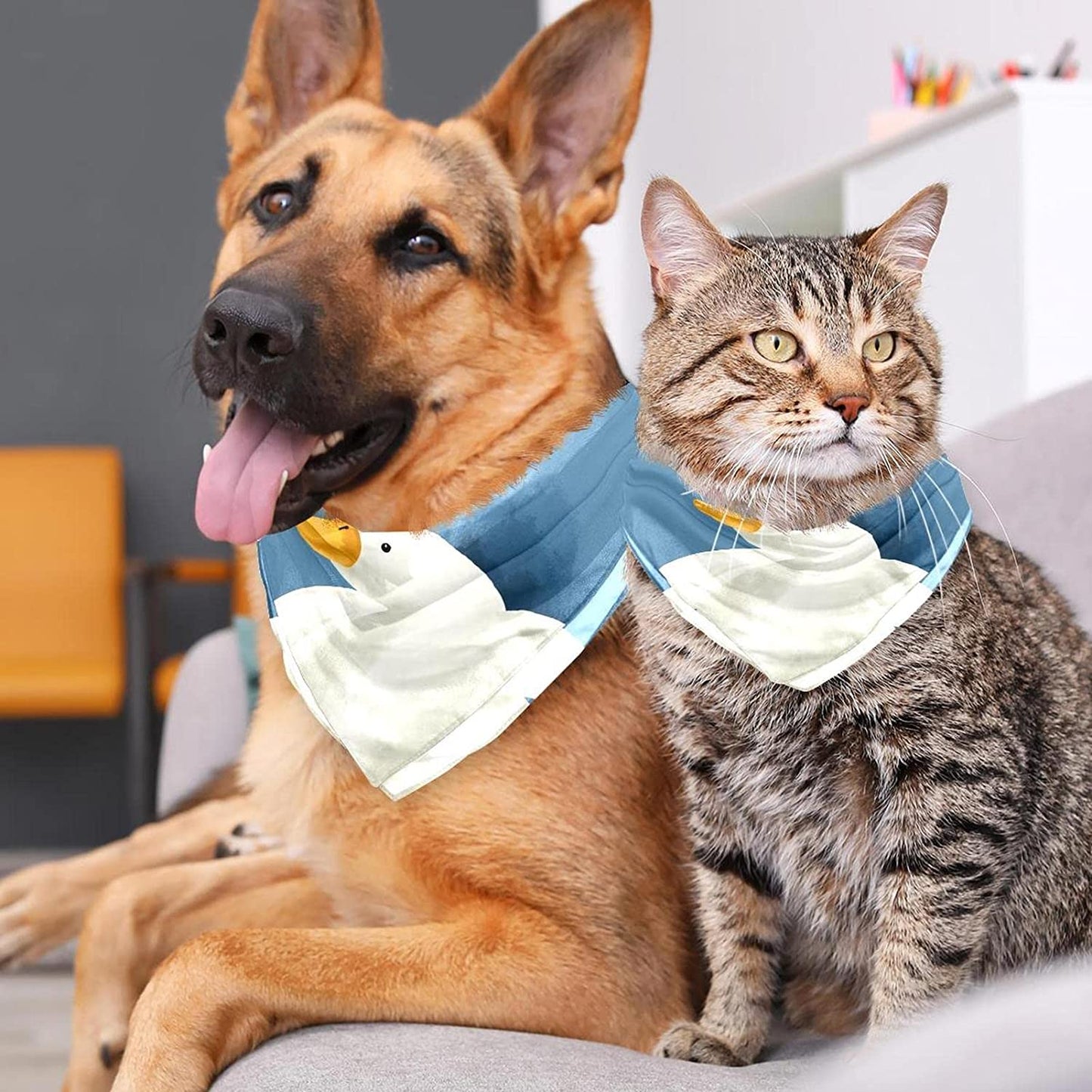 Dog Bandanas,Cat Triangle Bibs,Two Sizes,Cartoon Watercolor Goose,Pet Scarf for Small Medium Large Pets Animals & Pet Supplies > Pet Supplies > Dog Supplies > Dog Apparel tzhcjsjgs   