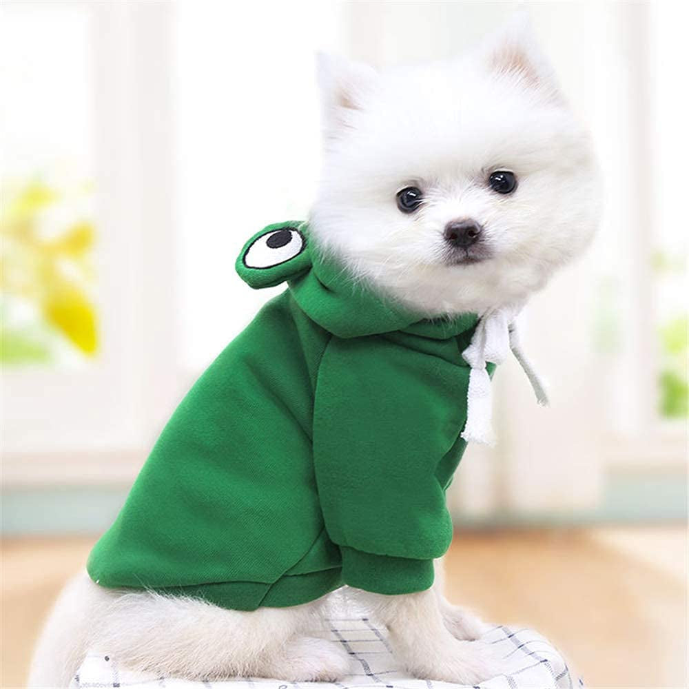 Dog Hoodie- Dog Basic Sweater Coat Cute Frog Shape Warm Jacket Pet Cold Weather Clothes Outfit Outerwear for Small Dogs Cats Puppy Small Animals（L） Animals & Pet Supplies > Pet Supplies > Dog Supplies > Dog Apparel MJEMS   