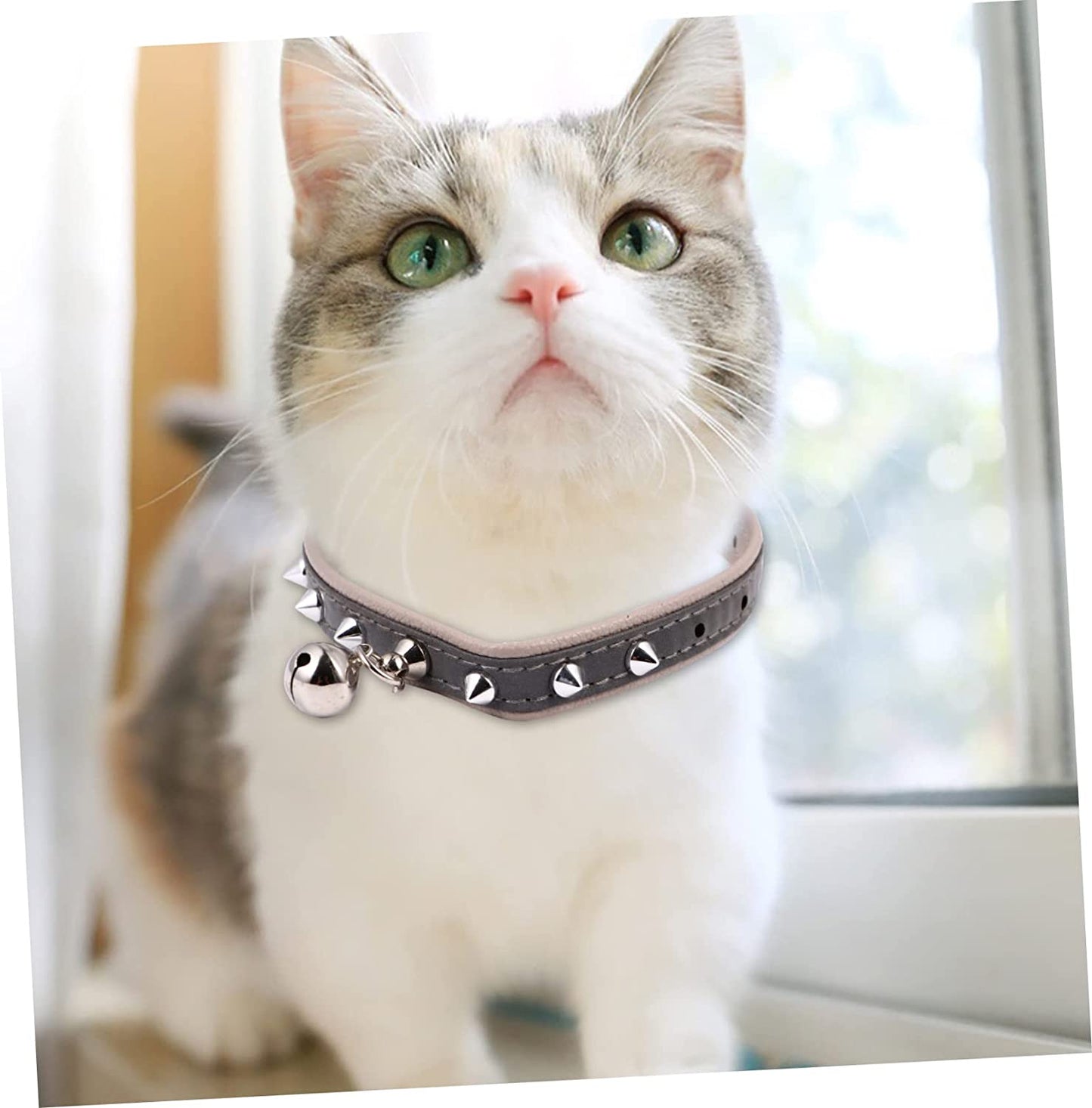 Balacoo Pet Collar Chain Necklace Choker Chain for Dogs Chocker Pet Collar with Rivet Decorative Collars for Dogs Bow Tie Dog Collar Cat Necklace with Bell Pet Neck Chain Collar for Pet Pu Animals & Pet Supplies > Pet Supplies > Dog Supplies > Dog Apparel Balacoo   