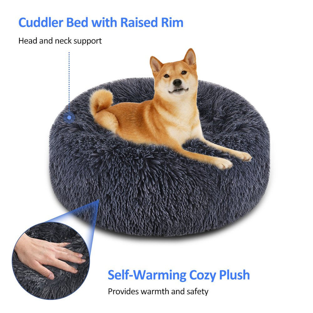 Focuspet Pet Dog Bed Cat Bed, round Plush Dog Beds for Small Medium Large Dogs and Cats, Donut Calming Puppy Bed Washable,Dark Gray Animals & Pet Supplies > Pet Supplies > Cat Supplies > Cat Beds 09198226552753   