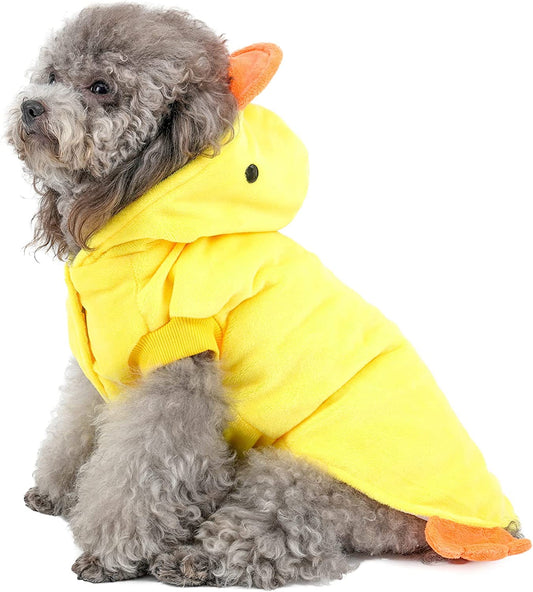 Mogoko Duck Dog Costumes, Pet Halloween Cosplay Hoodies, Adorable Yellow Duck Costume,Animal Fleece Hoodie Warm Outfits Clothes Animals & Pet Supplies > Pet Supplies > Dog Supplies > Dog Apparel Mogoko Back:10.2",Neck:11",Chest:14.2"  