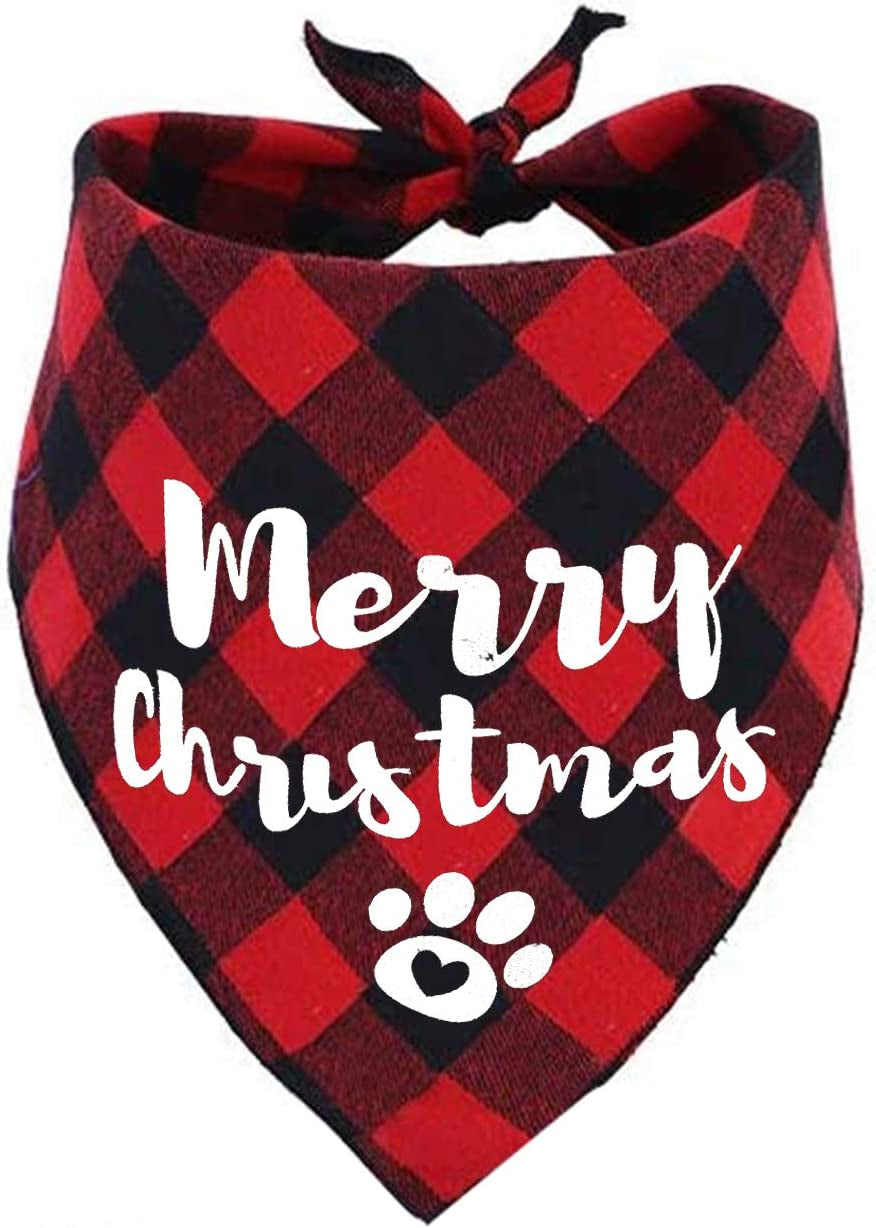 Dog Christmas Scarf 2 Pack, Buffalo Plaid Pet Bandana for Medium Large Dogs Animals & Pet Supplies > Pet Supplies > Dog Supplies > Dog Apparel JPB   