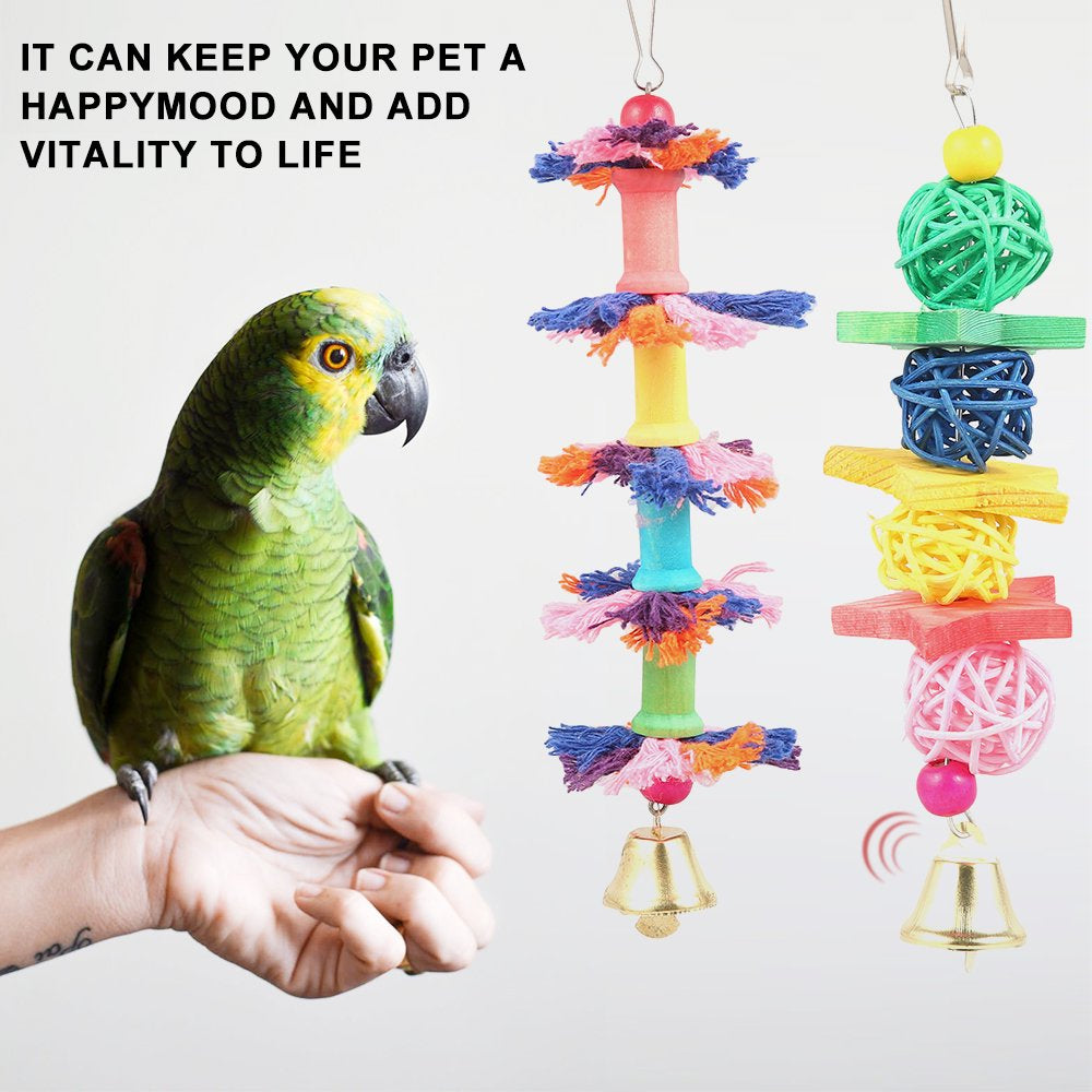 ODOMY 10-Pc Parrot Toys Metal Rope Small Ladder Stand Budgie Cockatiel Cage Bird Toy Set Animals & Pet Supplies > Pet Supplies > Bird Supplies > Bird Toys ODOMY   