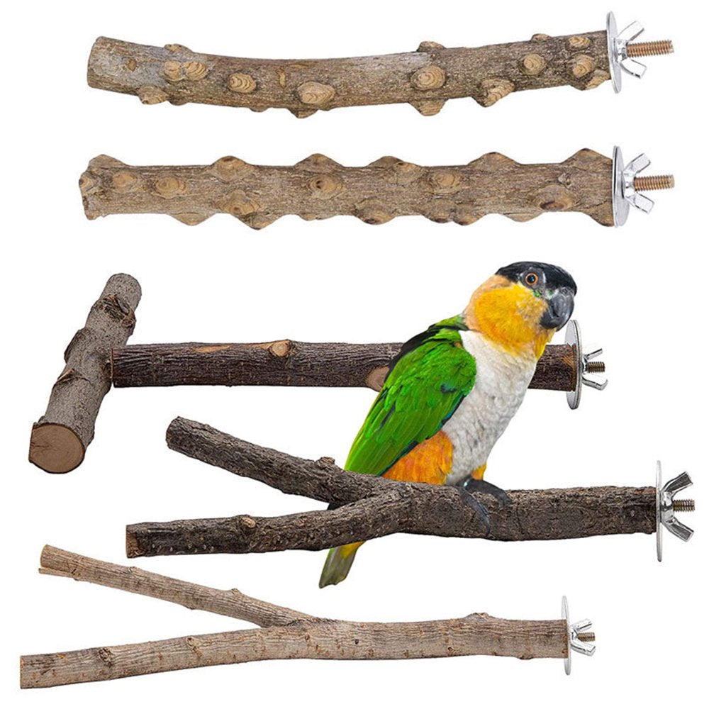 Toorise 5Pcs Parrot Bird Perches Natural Wood Bird Standing Stick Parrot Perch Stand Platform Wooden Exercise Climbing Paw Grinding Toy Birdcage Accessories for Parakeet Parrot Budgie Animals & Pet Supplies > Pet Supplies > Bird Supplies > Bird Cage Accessories Toorise   