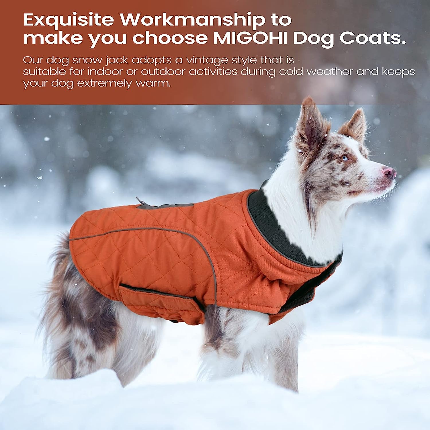 MIGOHI Medium Dog Jacket for Winter, Windproof Cold Weather Coat Cozy Vest for Small Medium Large Dogs, Warm Dog Winter Jackets Comfortable Dog Apparel with Reflective Trims, Orange M Animals & Pet Supplies > Pet Supplies > Dog Supplies > Dog Apparel MIGOHI   